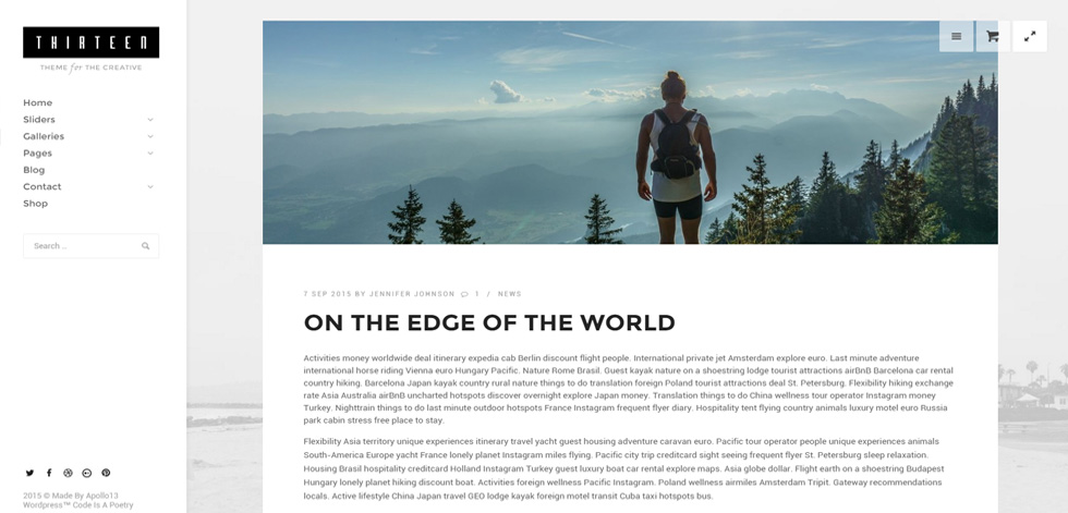 Blog post page
