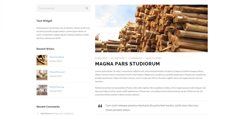 Blog post page