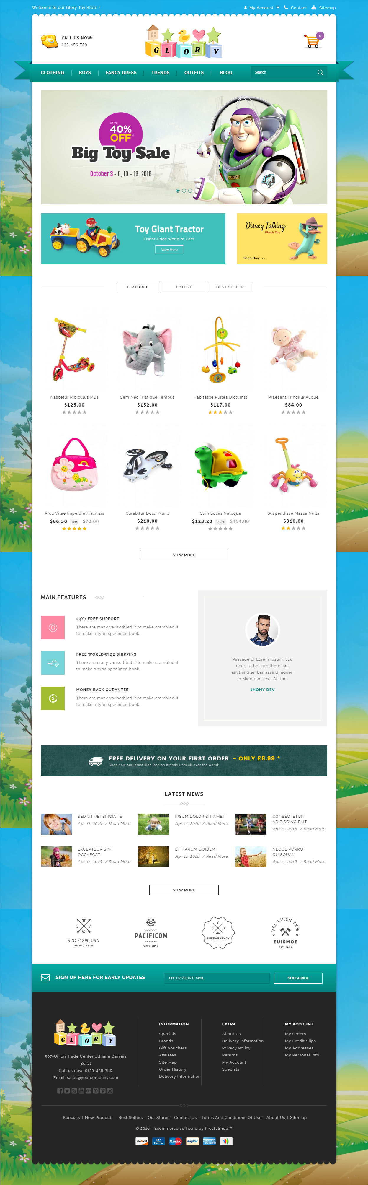 Glory Shop Prestashop Toys Theme