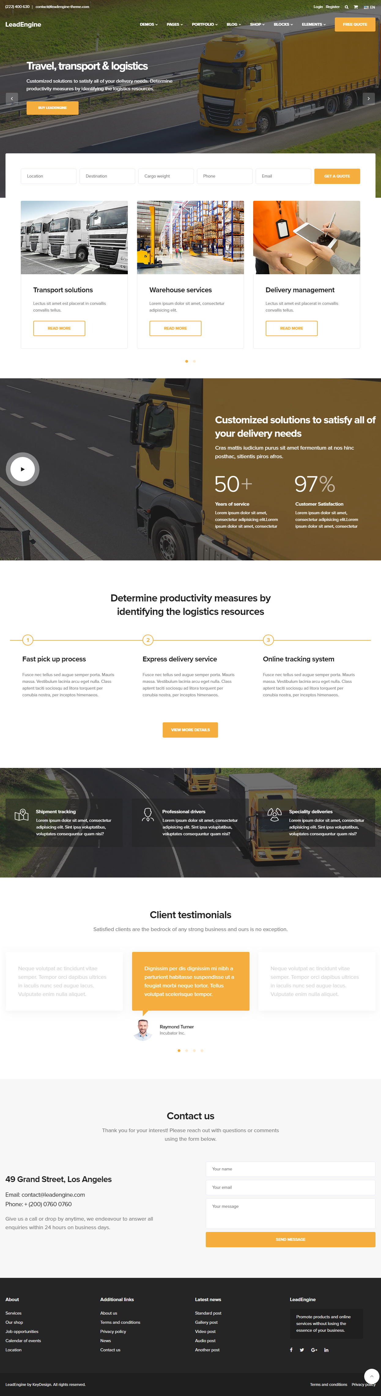 LeadEngine WordPress Transportation Themes