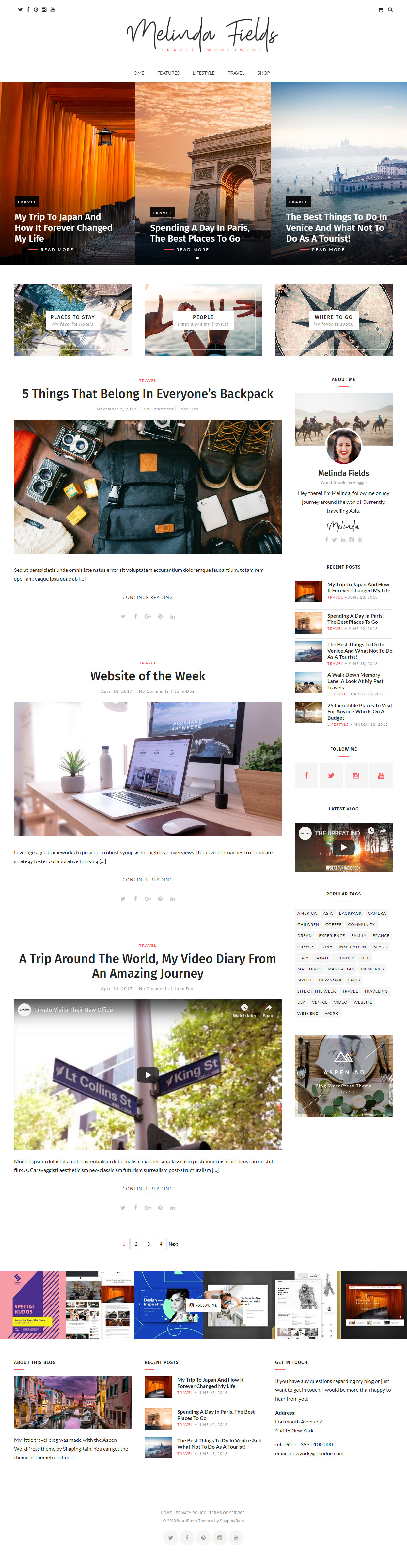 Aspen WordPress Travel Magazine Theme
