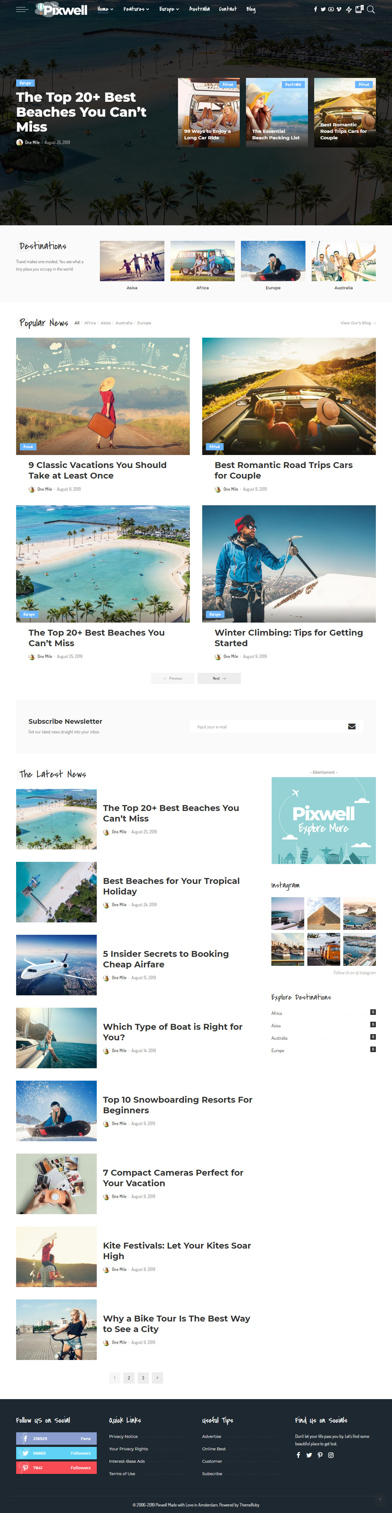 Pixwell WordPress Travel Magazine Theme
