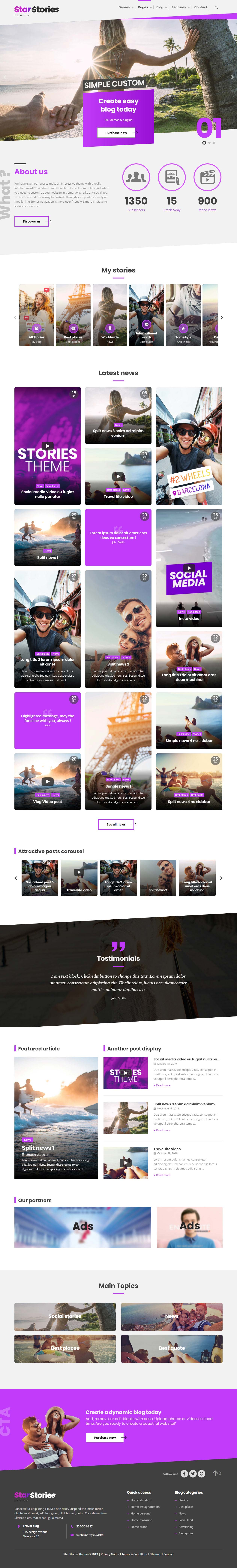 StarStories WordPress Travel Blog Theme