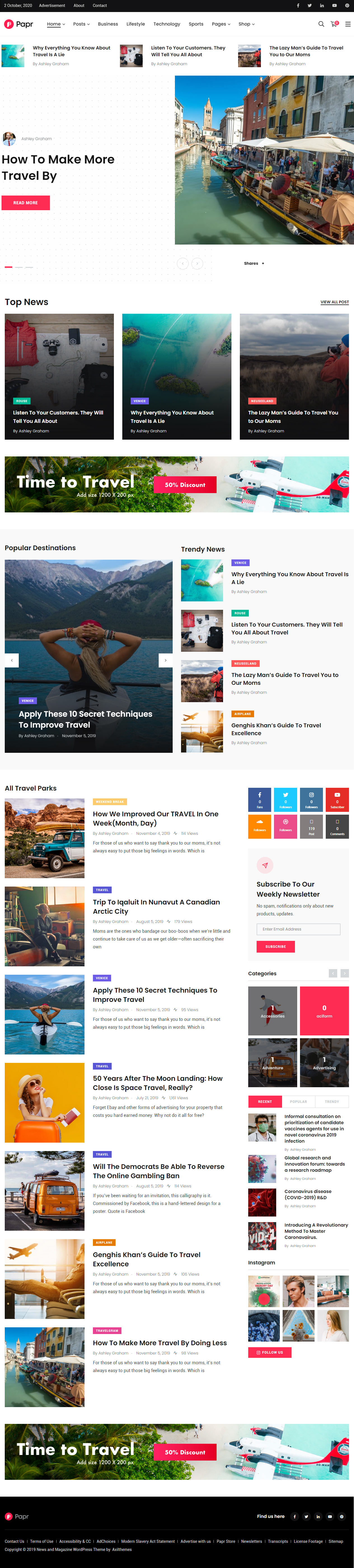 Papr WordPress Travel Blog Theme