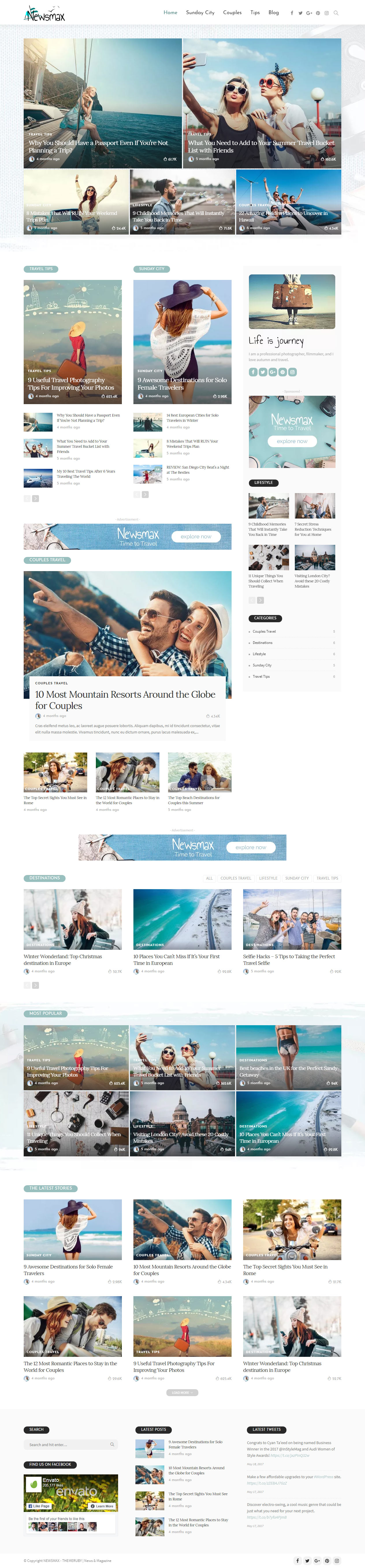 Newsmax WordPress Travel Magazine Theme