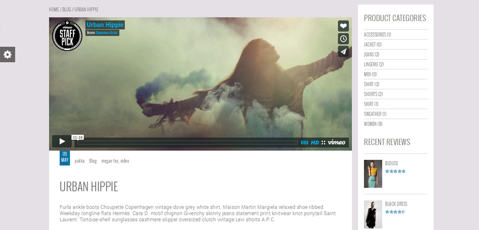 Blog post page