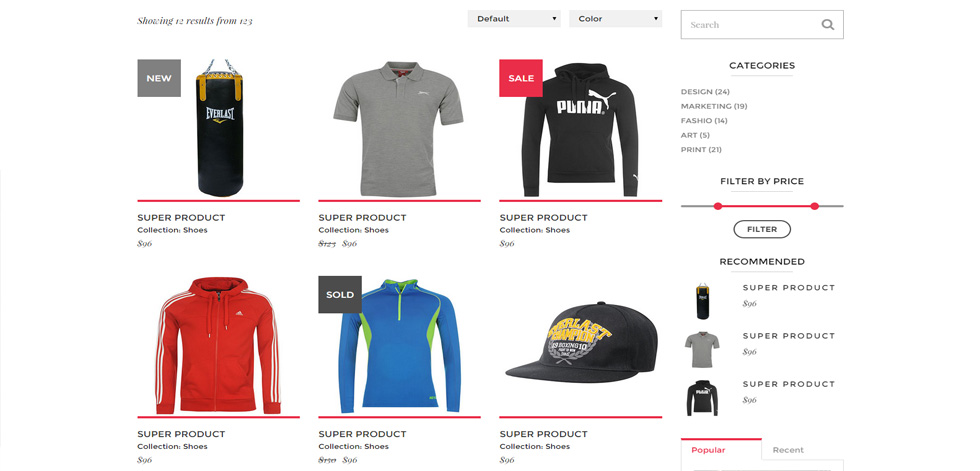 Shop page