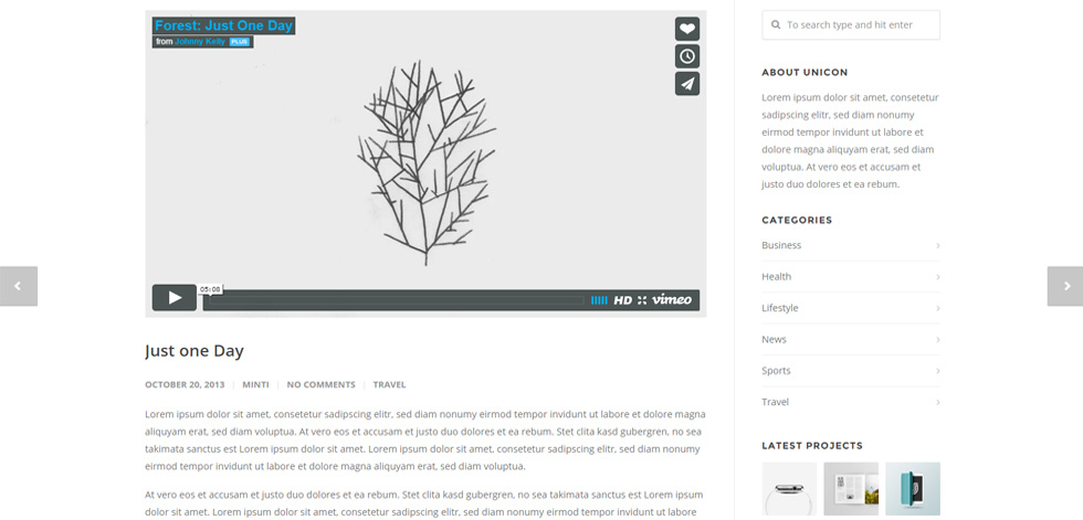 Blog post page
