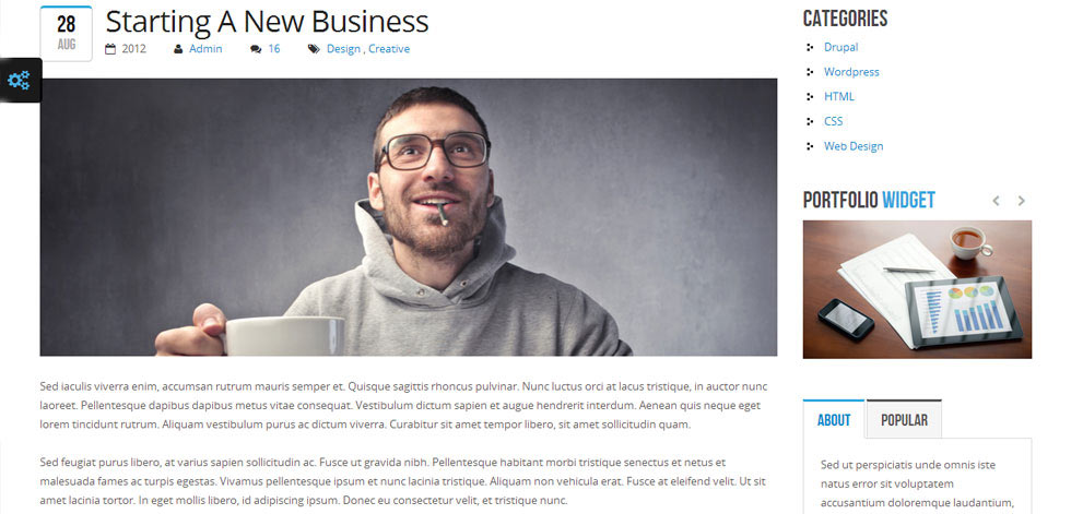 Blog post page