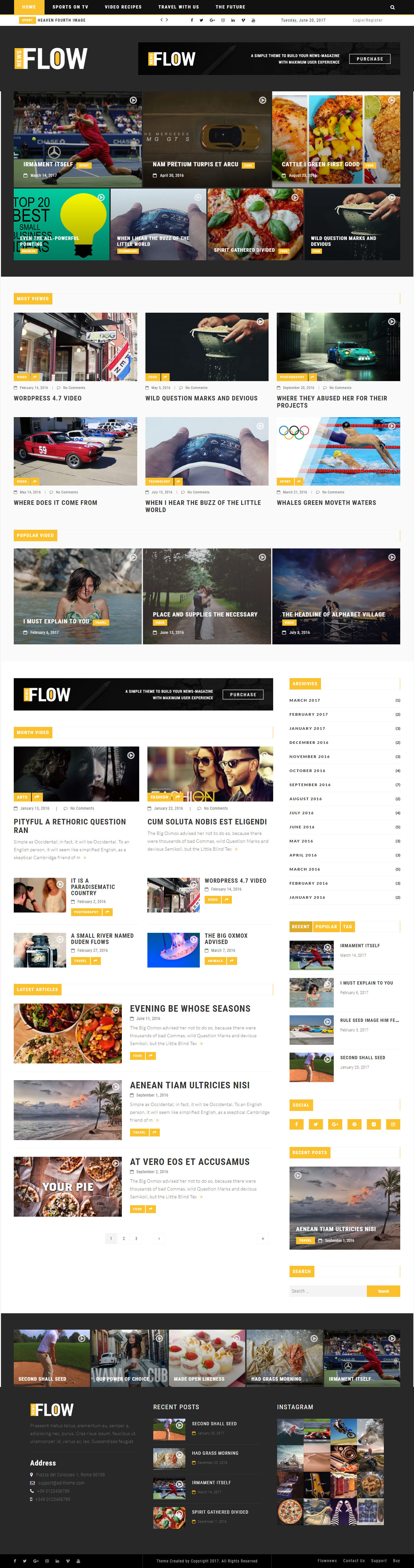 Flow News Video Magazine WordPress Themes