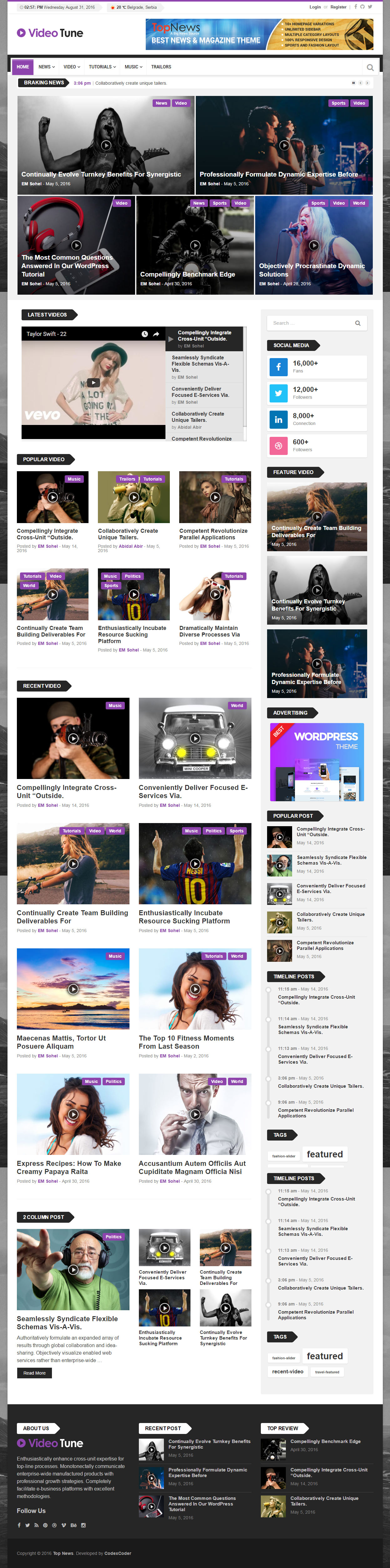 Top News Video Magazine WordPress Themes