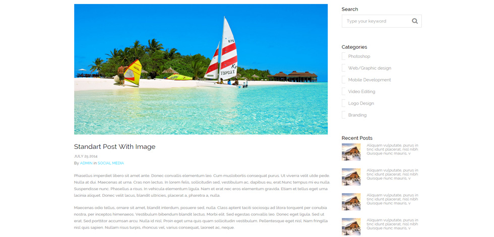 Blog post page