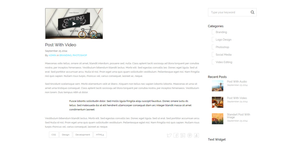 Blog post page