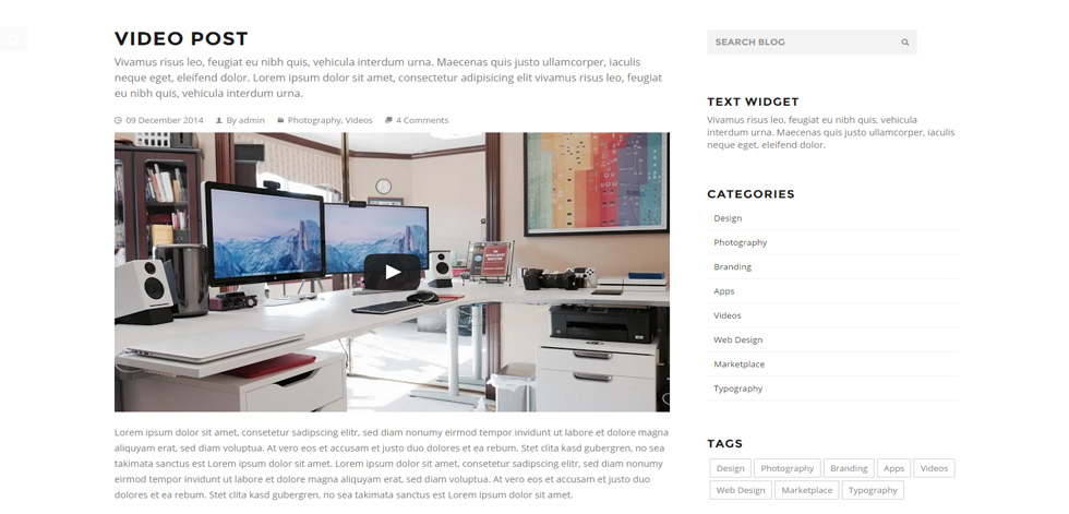 Blog post page