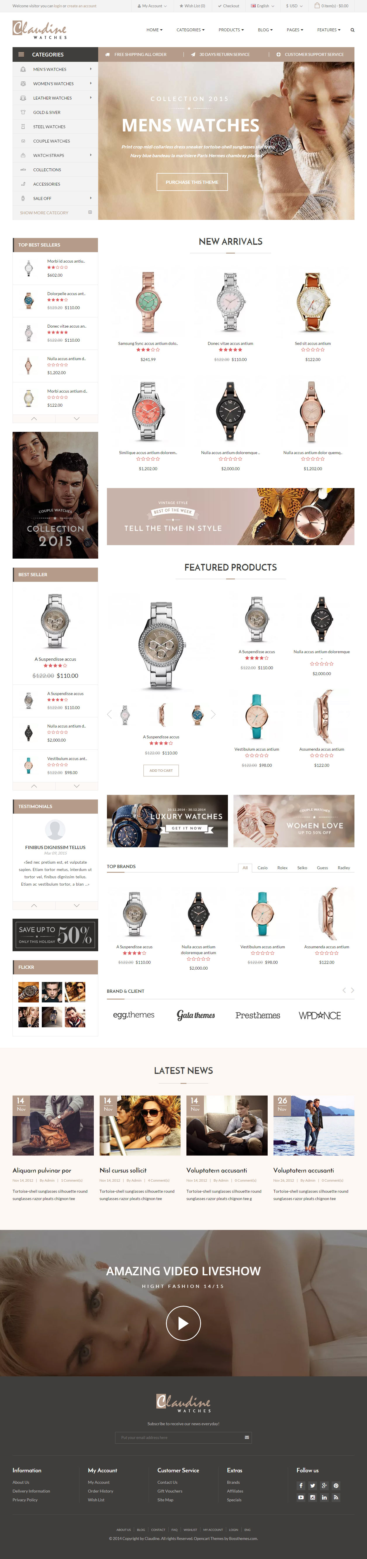 Claudine Opencart Watch Theme