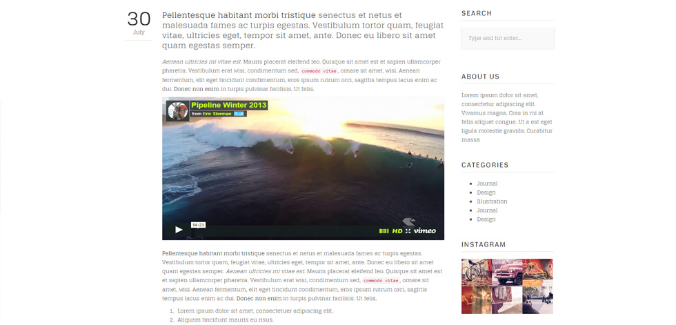 Blog post page