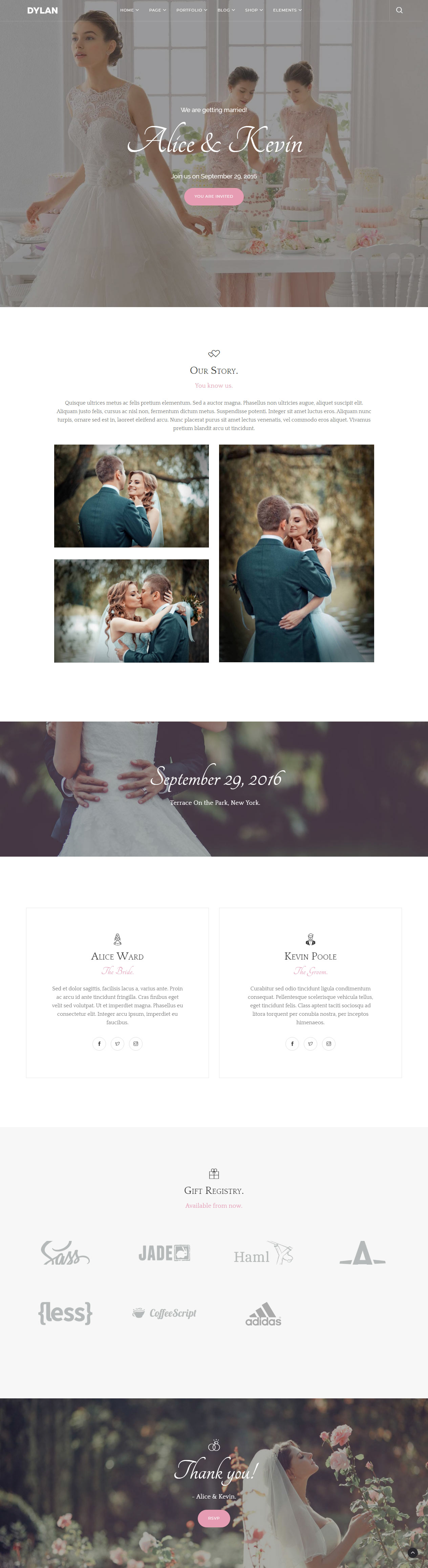 Dylan Drupal Wedding Theme