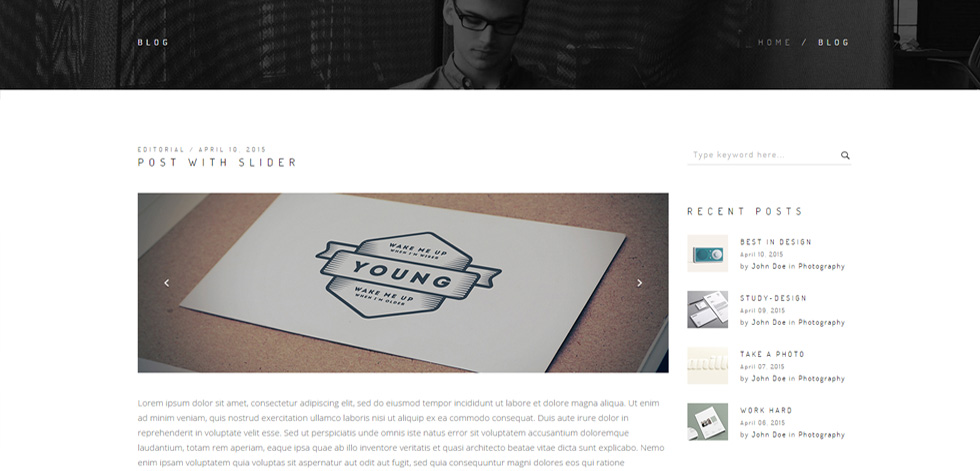 Blog post page