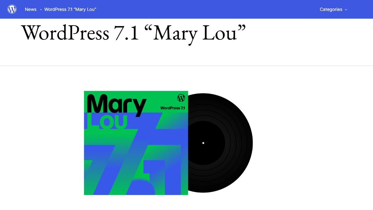 WordPress 7.1 Mary Lou release artwork