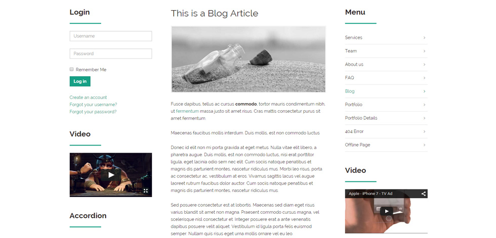 Blog post page