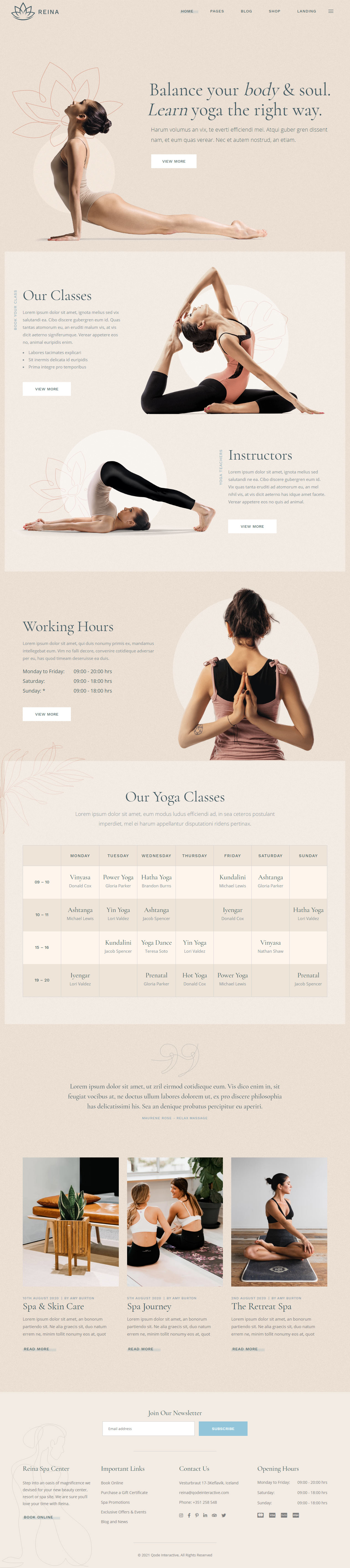 Reina WordPress Yoga Theme
